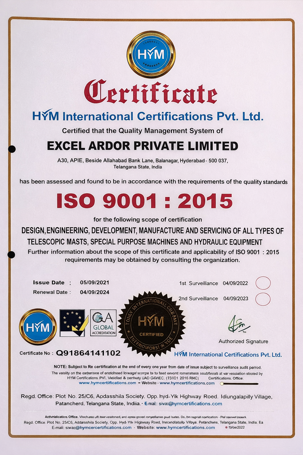 ISO 9001:2015 (HYM)